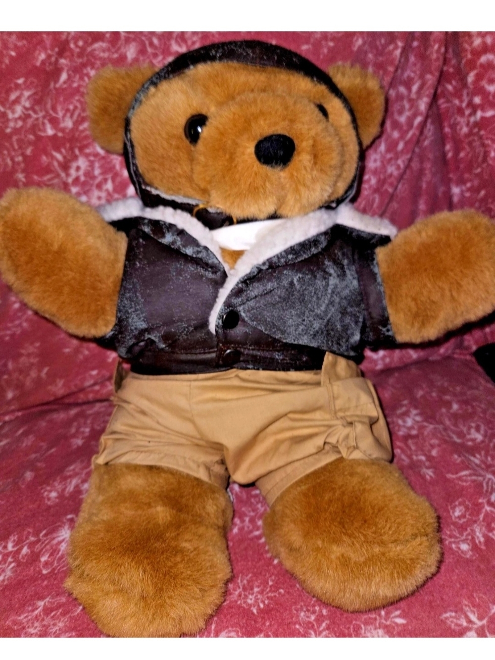 Vintage R.H. Macy 1992 Teddy Bear Motorcycle Clothing 17 Inches *Read Descriptio